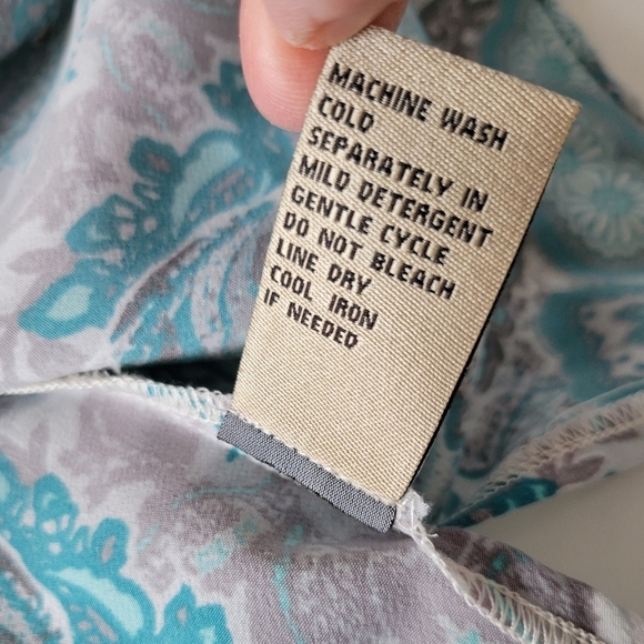 Diane Gilman DG2 Paisley Print Tunic Blouse Plus Size 1X Blue - Picture 8 of 10